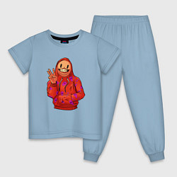 Пижама хлопковая детская Арт пакман, цвет: мягкое небо