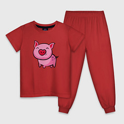 Пижама хлопковая детская ПОРОСЁНОК, цвет: красный