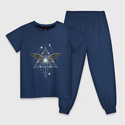 Пижама хлопковая детская Геометрия астрал и душа, цвет: тёмно-синий