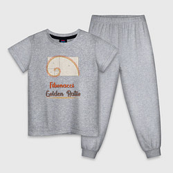 Пижама хлопковая детская Fibonacci Золотое сечение, цвет: меланж