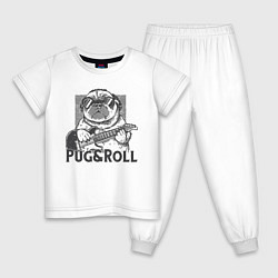 Пижама хлопковая детская Pug & Roll, цвет: белый