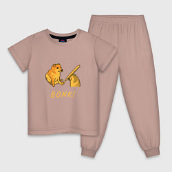 Пижама хлопковая детская Doge Bonk go to horny jail, цвет: пыльно-розовый