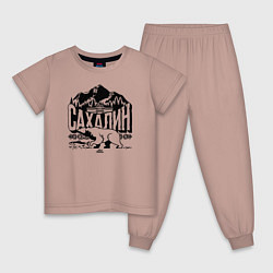 Пижама хлопковая детская Остров Сахалин, цвет: пыльно-розовый