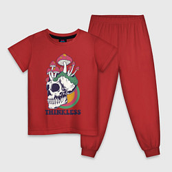 Пижама хлопковая детская Череп и грибы, цвет: красный