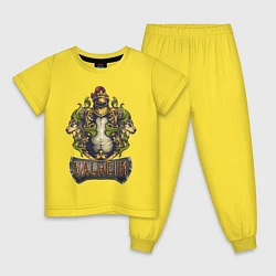 Пижама хлопковая детская Valheim рыцарь и львы, цвет: желтый