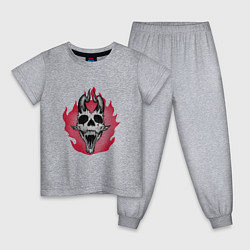 Пижама хлопковая детская Skull devil, цвет: меланж