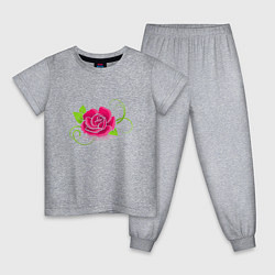 Пижама хлопковая детская Цветок, цвет: меланж