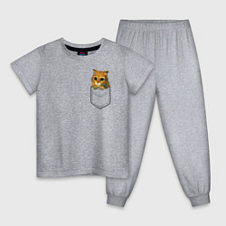 Пижама хлопковая детская Шрек: Кот в кармане, цвет: меланж