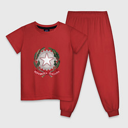 Пижама хлопковая детская ИТАЛИЯ ГЕРБ ITALY EMBLEM, цвет: красный