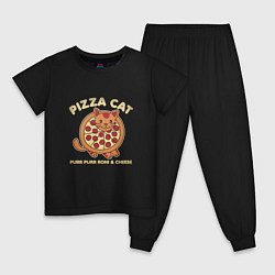 Пижама хлопковая детская Pizza Cat, цвет: черный