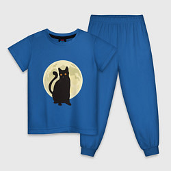 Пижама хлопковая детская Moon Cat, цвет: синий
