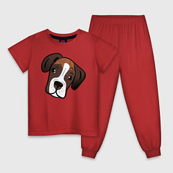 Пижама хлопковая детская Боксер, цвет: красный
