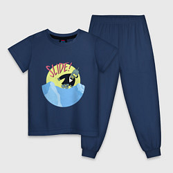 Пижама хлопковая детская Slide Bender, цвет: тёмно-синий