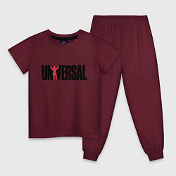 Пижама хлопковая детская ANIMAL UNIVERSAL ЭНИМАЛ, цвет: меланж-бордовый