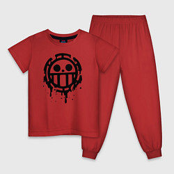 Пижама хлопковая детская One Piece знак черной краской, цвет: красный