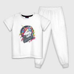 Пижама хлопковая детская ЕДИНОРОГ ПАНК PUNK UNICORN Z, цвет: белый