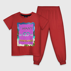 Пижама хлопковая детская Я хочу в Тайланд, цвет: красный