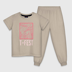 Пижама хлопковая детская T-FEST цвета миндальный — фото 1