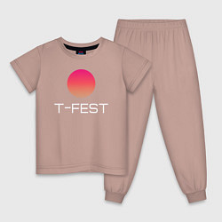 Пижама хлопковая детская T-Fest, цвет: пыльно-розовый