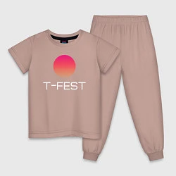 Пижама хлопковая детская T-Fest, цвет: пыльно-розовый