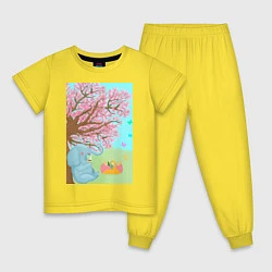 Пижама хлопковая детская Слоненок на пикнике, цвет: желтый