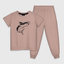 Пижама хлопковая детская Акула, цвет: пыльно-розовый