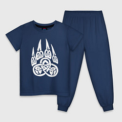 Пижама хлопковая детская Символ Велеса Медвежья лапа, цвет: тёмно-синий