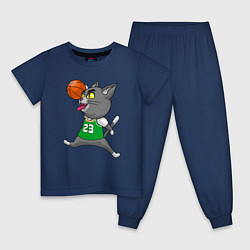 Пижама хлопковая детская Jordan Cat, цвет: тёмно-синий