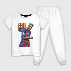 Пижама хлопковая детская Лионель Месси Барселона Аргентинаа, цвет: белый