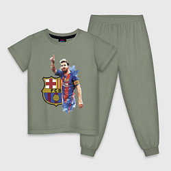 Пижама хлопковая детская Lionel Messi Barcelona Argentina!, цвет: авокадо
