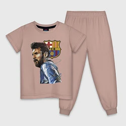 Пижама хлопковая детская Lionel Messi Barcelona Argentina Striker, цвет: пыльно-розовый