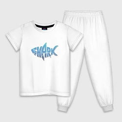 Пижама хлопковая детская Shark Акула, цвет: белый