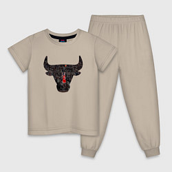 Пижама хлопковая детская Bulls - Jordan, цвет: миндальный