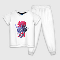 Пижама хлопковая детская Череп демона, цвет: белый