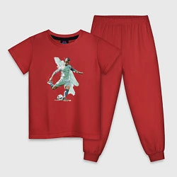 Пижама хлопковая детская Ronaldo Striker Portugal Manchester United, цвет: красный