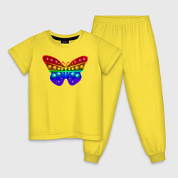 Пижама хлопковая детская Бабочка, радуга, поп-ит, цвет: желтый