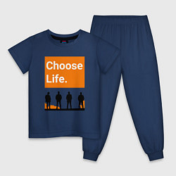 Пижама хлопковая детская Choose Life, цвет: тёмно-синий