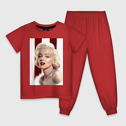 Пижама хлопковая детская Мерелин Монро, цвет: красный