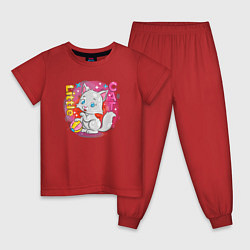 Пижама хлопковая детская Маленький котенок, цвет: красный