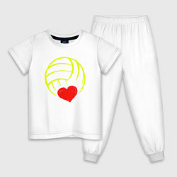 Пижама хлопковая детская Volleyball Heart, цвет: белый