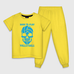 Пижама хлопковая детская Рождён для волейбола, цвет: желтый