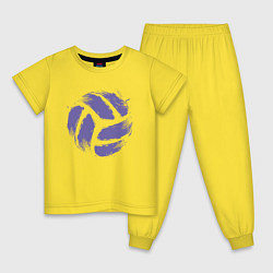 Пижама хлопковая детская Мяч - Волейбол, цвет: желтый