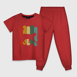 Пижама хлопковая детская Walking Cat, цвет: красный