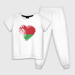 Пижама хлопковая детская Сердце Беларуси, цвет: белый