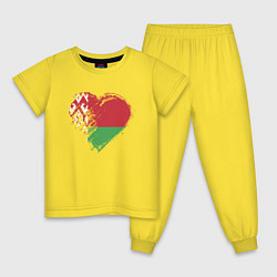Пижама хлопковая детская Сердце Беларуси, цвет: желтый