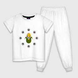 Пижама хлопковая детская Кукуруза в маске, цвет: белый