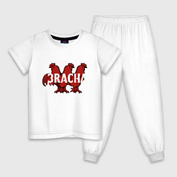 Пижама хлопковая детская 3RACHA, цвет: белый