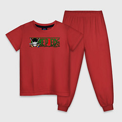 Пижама хлопковая детская Лого Ророноа Зоро One Piece, цвет: красный