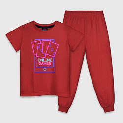 Пижама хлопковая детская Онлайн игры, цвет: красный
