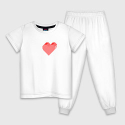 Пижама хлопковая детская Сердце, цвет: белый
